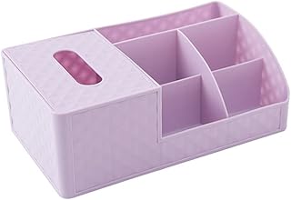 فوميز. صندوق تخزين سطح المكتب حامل اقلام علبة تخزين للمكتب حقيبة مكياج حريرية حامل مناديل منظم ادوات مكتبية منظم تخزين مستحضرات العناية بالبشرة منظم مكياج للمكتب ارجواني