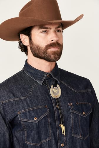 Image of Jeilwiy Bolo Tie for Men, Western Cowboy Golden Longhorn Bull Eagle Horse Cowboy Hat Bolo Necklace Leather Necktie for Women