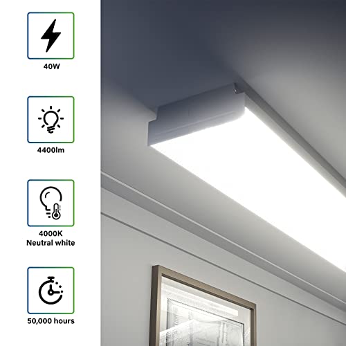 ANTLUX 4FT LED Wraparound Light 40W LED Garage Shop Lights, 40W 4400LM, 4000K, 4 Foot Wrap Around Fixture, 48 Inch Linear Strip Flush Mount Office Ceiling Lighting, 128W Fluorescent Tube Replacement by ANTLUX - Image 3