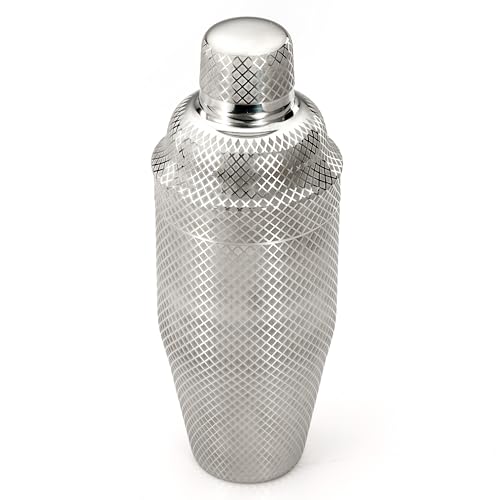 Barfly 3-Piece Diamond Lattice Etch Japanese Cocktail Shaker Set (24 Oz/700ml), Stainless Steel