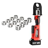 CEKEGON Pinza idraulica a batteria da 18 V, con 12 matrici di pressatura intercambiabili (V15-28, M15-28, TH16-32), adatta per tubi compositi in rame, acciaio inossidabile e multistrato