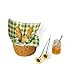 Miniature Food Dollhouse Accessories Decor 1:12 Scale Bread Honey Basket Picnic Cloth Flowers 9PCS Garden Decoration Mini Room Display Props Model (Green Picnic Cloth)