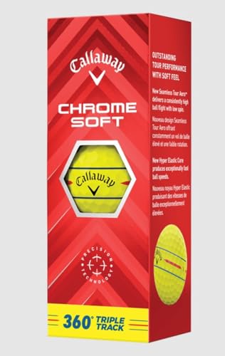 Callaway Chrome Soft Triple Track 360 Golf Balls (Yellow, 3pk) 1 Sleeve 2024