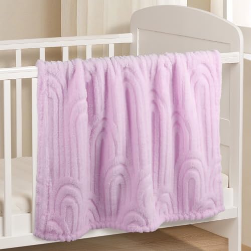 Image of Ultra Soft Fleece Baby Blanket,Swaddle & Receiving Blankets for Newborn Infant, Lightweight Breathable Nursery Nap Blanket for Crib Stroller, for Boys & Girls Rainbow 30 inchx40 inch Purple