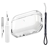 Teyomi for AirPods Pro 3対応透明ケース（クリーニングキット付き）、for Apple Airpods Pro 3対応保護ケース（ハンドストラップ付き）、for Airpods Pro 3カバー用, TPU素材、ワイヤレス充電対応、完全保護、強力な落下耐性、耐衝撃性、ユニセックス（クリア）