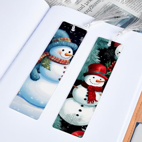 Marque-pages à pompons Noël bonhomme de neige, idée cadeau - 5