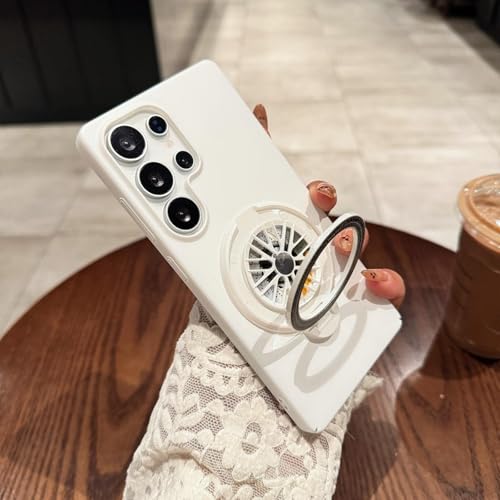 Coque Samsung S25 Ultra blanche avec support magnétique mat