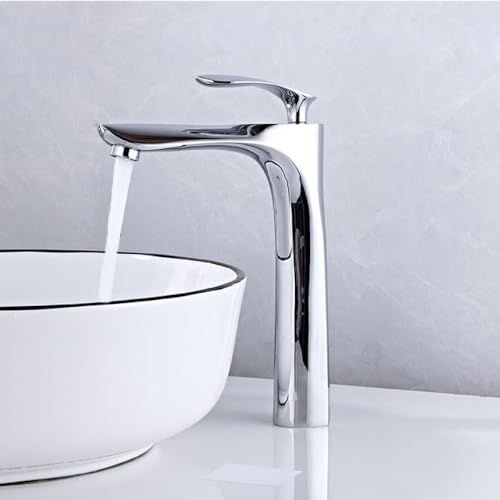 Robinet de salle de bain de style haut chromé eau chaude
