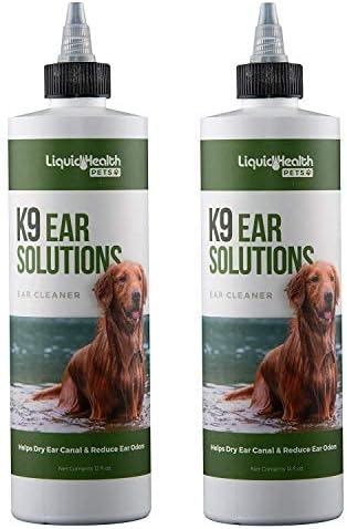 LIQUIDHEALTH K9 Dog Ear Cleaner Wash Solutions - Infection Cleaning Hygiene Treatment Drops for Dogs, Canines and Puppies 12 Fl Oz (2 Pack)