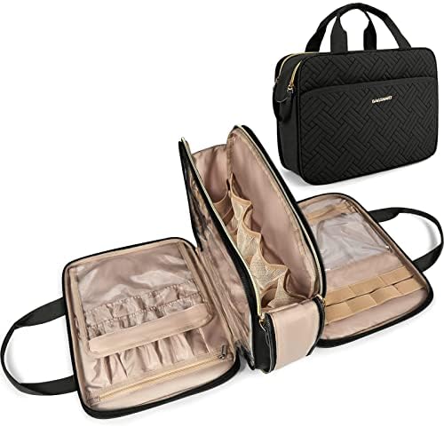 BAGSMART Large Toiletry Bag, Travel Makeup Organizer Water-resistant Makeup Cosmetic Bag Travel Bag for Accessories, Shampoo, Full Sized Container, Toiletries