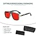 Trendy Retro Sunglasses for Men Women Classic Stark Vintage Shades 70s Italian Fashion Square Metal Glasses (Red Lens/Black Gold Frame, 56)