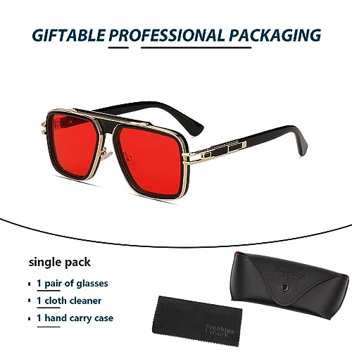 Image of Freckles Mark Trendy Retro Sunglasses for Men Women Stark Vintage Shades 70s Italian Fashion Square Metal Glasses