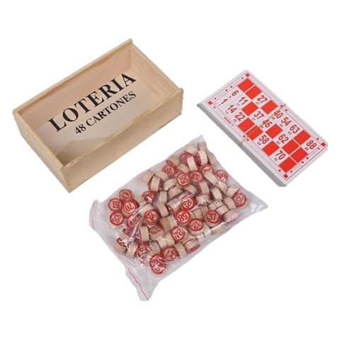 Reicyfang Vintage Bingo Board Game, Russian Lotto Bingo Game Set Includes 48 Bingo Number Cards, 90 Chess Wooden Storage Box, Classic Bingo Cards Bingo Game Wooden Bingo Set for Kids & Adults Cover
