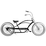 Tracer Beacon PRO 26 Inch Stretch Cruiser Bike for Men, Long Steel Frame, Hi-Rise Handlebar, Three Piece Cranksets,140 Spoke Wheelset Fat Tire, Complete Cruiser Bikes (Black)