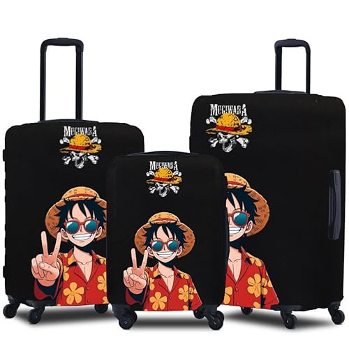 Image of WanderWraps Spendex Polyester Protective Luggage Cover | Hard Luggage Trolley Bag Cover | Washable | Combo | Stretchable| 20-24 - 28 Inches | Pack of 3 | Strawbound