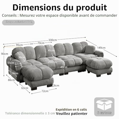 Canapé convertible 4 places chenille gris clair Letenbin
