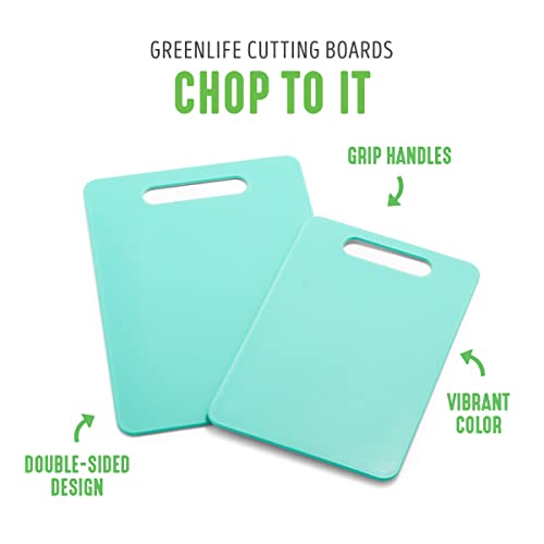 Greenlife 2 Piece Cutting Board Kitchen Set, Dishwasher Safe, Extra Durable, Turquoise, 13.6 X 9.5 X 0.4 Inches #TOP2