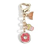 MUCOOS Dessert Keychain with Donut Croissant and Ice Cream Charms Cute Foodie Keycharm for Women Sweet Keyring for Bags and Gifts