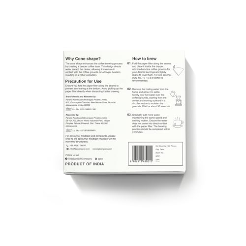 Image of TGL Co. V60 Brown Coffee Filter Papers Size 02-100 Count | Bleach-Free Cone-Shaped Paper Filters | Natural Paper Filter for Pour Over & Drip Coffee Maker | Disposable, No Blowout Design