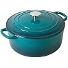 EDGING CASTING Dutch Ovens with Lid, Enameled Cast Iron Covered 5.5 Quart Dutch Oven with Dual Handle, Darkcyan