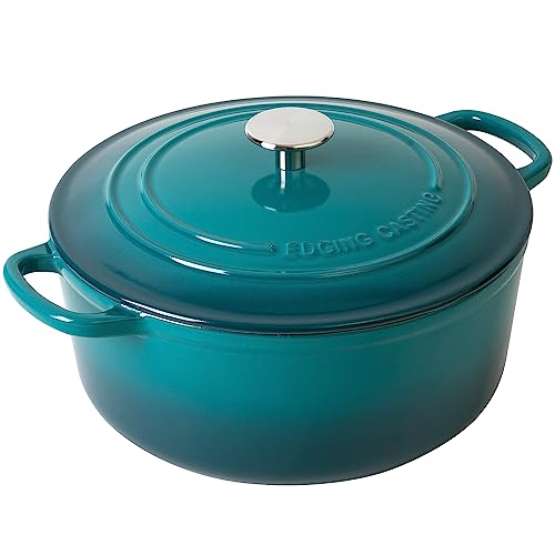 EDGING CASTING Dutch Ovens with Lid, Enameled Cast Iron Covered 5.5 Quart Dutch Oven with Dual Handle, Darkcyan - Thumbnail 4