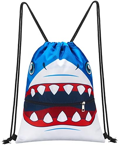 WAWSAM Drawstring Backpack for Kids - 34 x 45cm Sports Gym PE Bag Waterproof Beach Swimming Pool School with Zippered Pocket