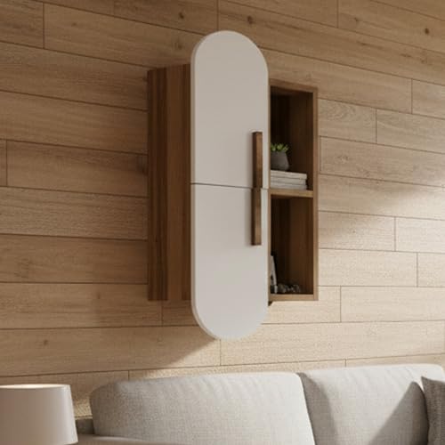 Étagère murale haut de gamme Aquilae finition noyer et blanc mat - 6