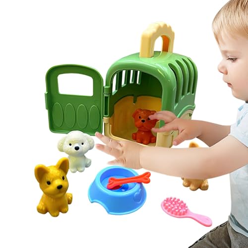 Hundepflege Playset - 8pcs Haustierkäfig Pretend Spielzeug-Set, Haustier Care Cage Playset | Pädagogische Tierpflege Spielzeuge, interaktives Lernen, Rollenspiele Hundepflege-Set, Spielen Tierarzt