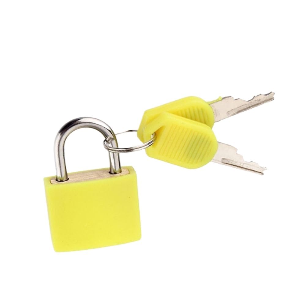 Padlock 2PCS 23 * 30 * 18.5mm Coloured Small Luggage Lock Cabinet Door Bookbag Diary Suitcase Anti-Theft Security Padlock(23mm Yellow)