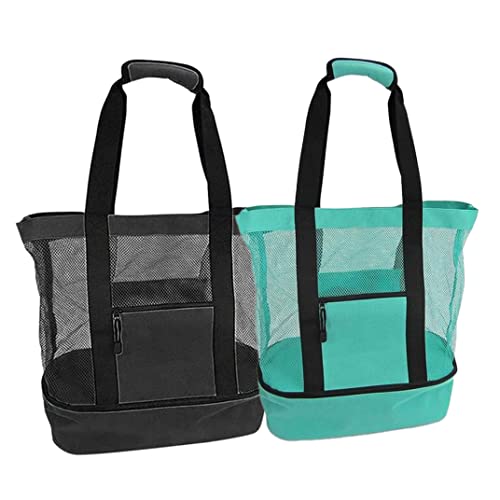 Beach Bag with Detachable Refrigerated Compartments Refrigerated Beach Bag Summer Beach Reefer Bag Stylish Women's Beach and Pool Bag Mesh Beach Tote Bag Green,Camping Essentials3