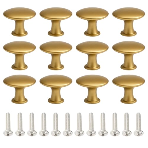 12 Pack Drawer Handles, Vintage Brass Cupboard Handles, 30mm Round Furniture Door Knobs, DIY Cabinet Knobs for Home Upgrade and Decoration