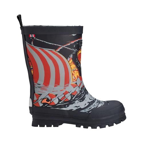 Viking Jolly Print Rubber Boots Black/Sun 28