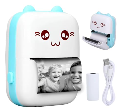 Mini Impressora Térmica Portátil Bluetooth Desenho Animado Foto (azul)