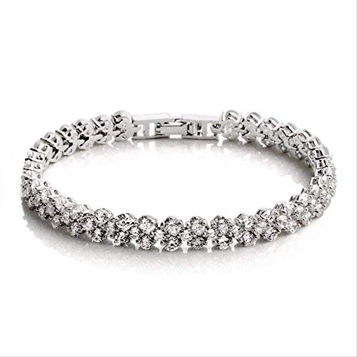 nobrand Sterling Silver Cluster Round Cz Zirconia Tennis Bracelets Women Jewelry Girl Friend Gift