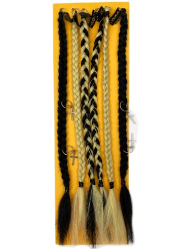 Vavanga 12Inch Box Braid Hair Extensions 6Pcs Set, Handmade Short Braids Hair Extensions With Clip-In Hairpiece Blonde Black Mix Color Braided Hair Pieces With Braid Accessories For Women(Blonde & Black, 12") #TOP3