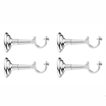 LONESTAR Stainless Steel Single Support of 1 Curtain Rod (Silver,Pack Of 4)