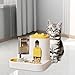 FJMQHU Automatic Pet Feeder and Waterer Food and Water Dispenser Anti Slip 2 in 1 Dog Feeder for Cats and Small Dogs, Indoor, Yellow