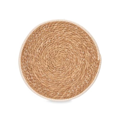 Salvamantel Esparto Borde Tela Blanco 35 colección Kinvara