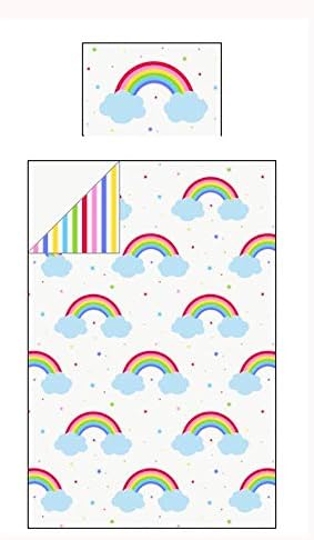 Price Right Home Rainbow Sky Stripes Bedroom Range Kids - Duvet Cover Set, Fitted Sheet Set & Curtains Available (Single Duvet Cover Set)