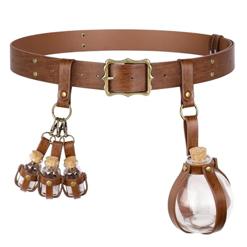 Ceinture médiévale en cuir artisanale avec bouteille en liège style Renaissance