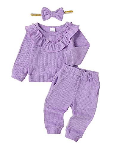 Image of Mioglrie Infant Baby Girl Clothes Tops Pants Set Toddler Girls Clothing Sweatshirts Baby Outfit for Girls