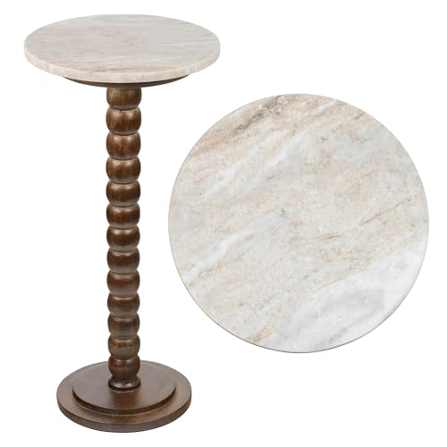 JONATHAN Y Monroe 24.25" Round Spindle Pedestal Drink Table, Dark Brown