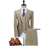 Anwendbare Szene: Geschäft Aiglen Herren Jacke Weste Hosen Mode Anzüge Herren tragen Business Hochzeit Blazer Herren 3 Stück Set Mantel Hose Weste (Color : Khaki, Size : XL code)