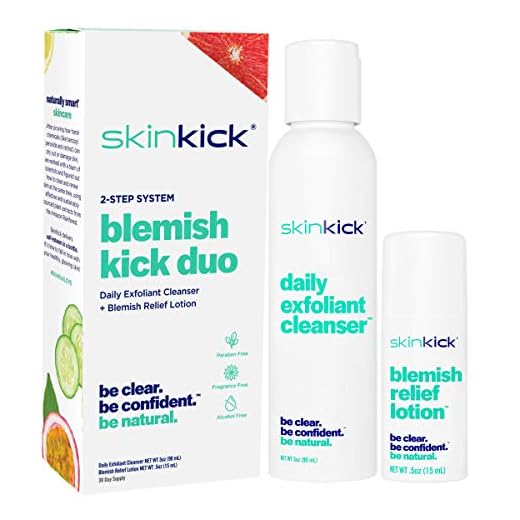 SkinKick Blemish Relief 30 Day Kit, Clears Problem Skin Naturally, No Burn, Dermatologist Approved, Clinically Proven Botanicals & Cruelty-Free, All-Ages & Skin Types, Sensitive Skin