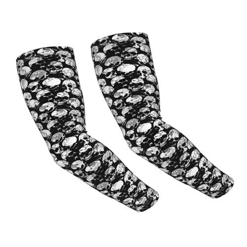 oyebn Black White Skull Arm Sleeves Outdoor Garden Sports Cooling Sun Sleeve for Women Men Farm
