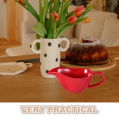 Tazón mezclador con pico de porcelana rojo miniatura 3