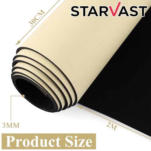 STARVAST 2 Stück Weiß Eva Foam 3mm, EVA Schaumstoff für Cosplay, 30x200×0.3CM mit hoher Dichte 86kg/m3 Eva Schaumstoffplatte für Kunsthandwerk Kostüm DIY Projekt (Schwarz, 30x200×0.3CM)