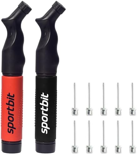 SPORTBIT Ballpumpe mit 5 Nadeln Set - Handpumpensystem zum Aufpumpen - Passt für jeden Sportball Volleyball Basketball Fußball Gymnastik Soccer Ball, Aufblasgerät Luftpump