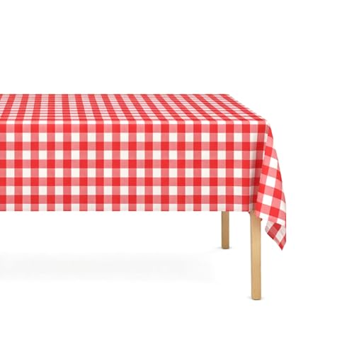 sunepany 3 Pack Red and White Checkered Tablecloth Plastic Gingham Tablecloth Disposable Rectangle 54 x 108 Inch Plaid Picnic Table Cover for Birthday Party Outdoor Camping Party Supplies Decorations