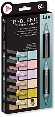 Crafter's Companion Spectrum Noir Triblend Alcohol Markers Unique 3-in-1 Blendable Effect-6 Coloured Pen Kit Shades, Portrait Blends, One Size